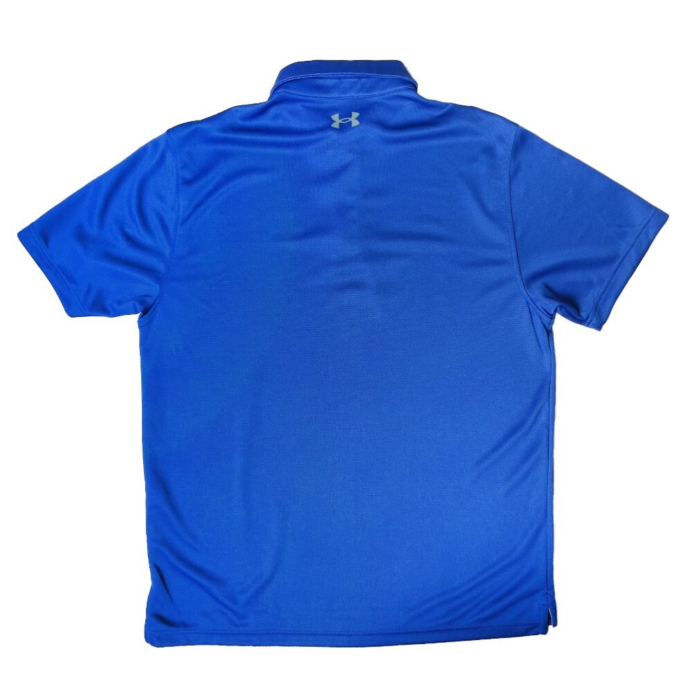 UNDER ARMOUR Men's Loose Blue Mesh Pique Knit Jersey Polo Top Shirt L - Picture 2 of 3